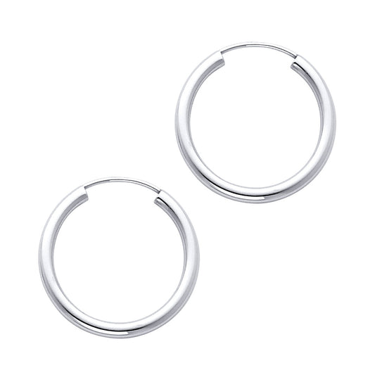 14k White Gold High Polish Hoop Classic Traditional Earrings