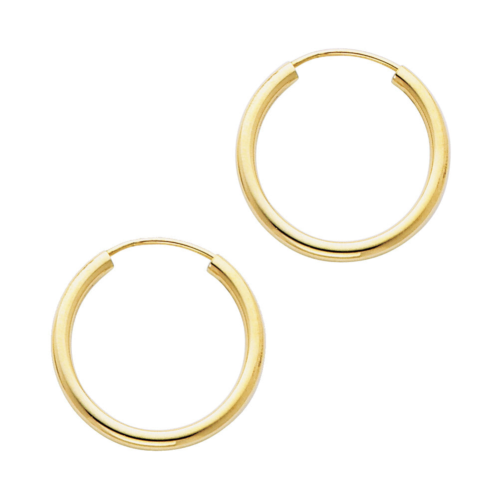 14k Yellow Gold Simple High Polish Hoop Classic Traditional Earrings