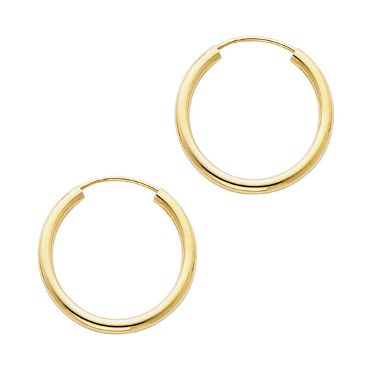 14k Yellow Gold Simple High Polish Hoop Classic Traditional Earrings