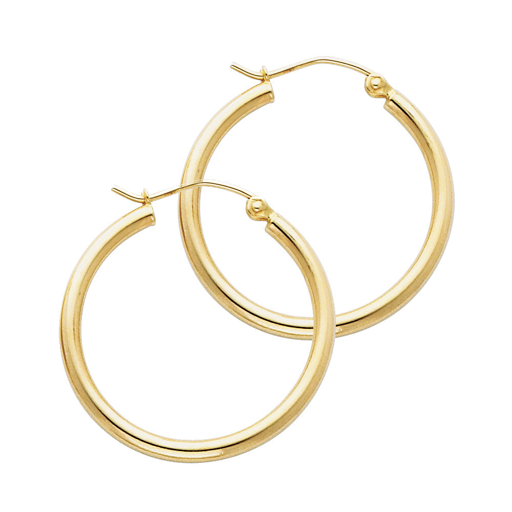 14k Yellow Gold Classic Hoop Circle Round Minimalist Fashion Earrings