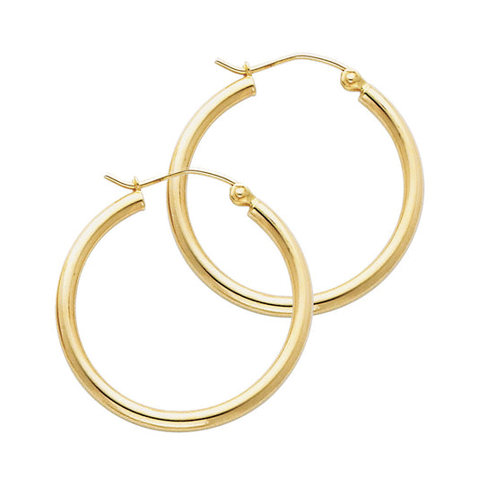 14k Yellow Gold Classic Hoop Circle Round Minimalist Fashion Earrings