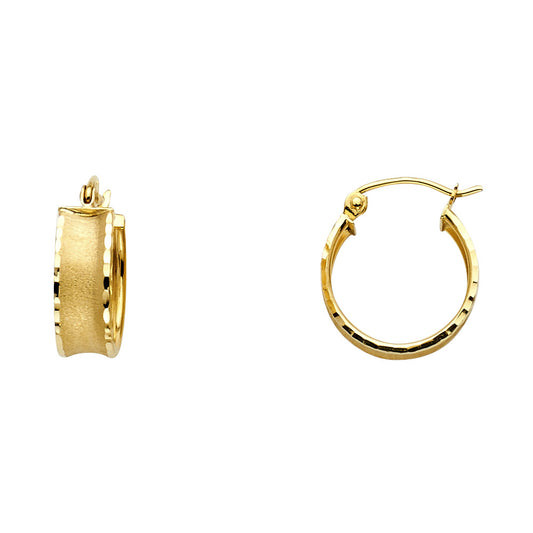 14k Yellow Gold Simple Classic Hoop Satin Finish Circle Round Earrings