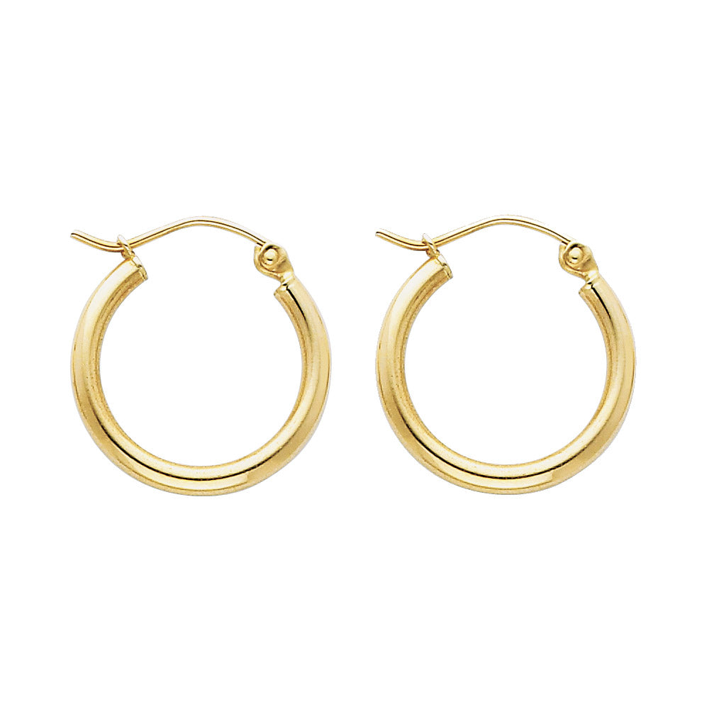 14k Yellow Gold Hinge Clasp Hoop Round Classic Earrings