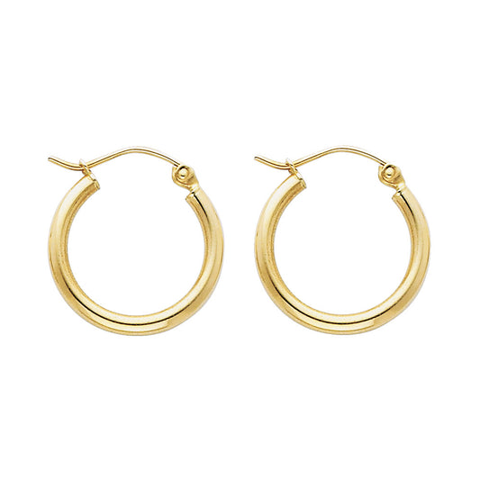 14k Yellow Gold Hinge Clasp Hoop Round Classic Earrings