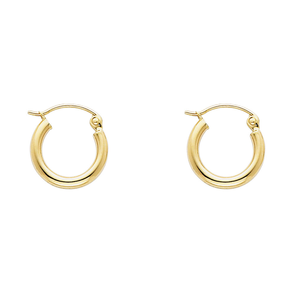 14k Yellow Gold Simple Hoop High Polish Classic Traditional Earrings