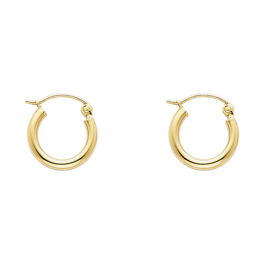 14k Yellow Gold Simple Hoop High Polish Classic Traditional Earrings