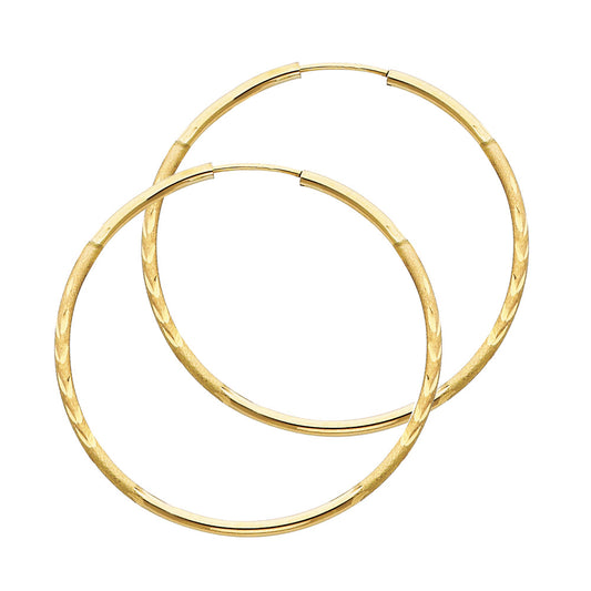 14k Yellow Gold Minimalist Plain Elegant Hoop Earrings