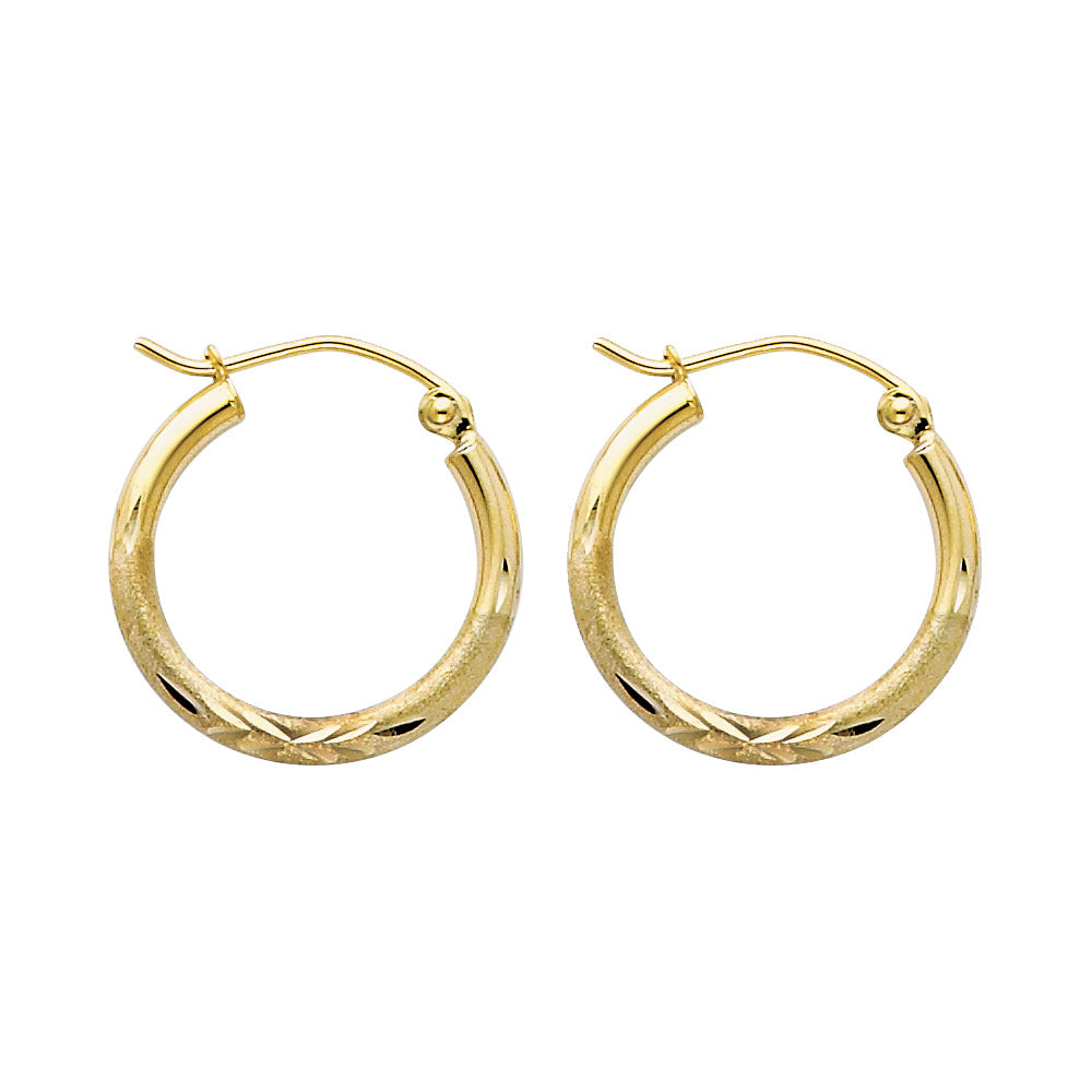 14k Yellow Gold Simple Vintage Hoop Circle Round Classic Earrings