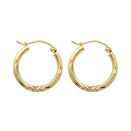 14k Yellow Gold Simple Vintage Hoop Circle Round Classic Earrings