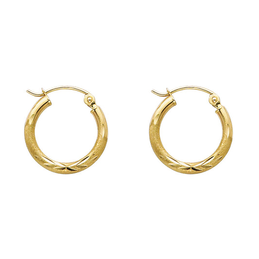 14k Yellow Gold Simple Circle Hoop Hinge Clasp Design High Polish Earrings