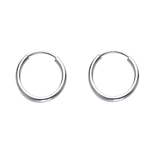 14k White Gold High Polish Hoop Simple Shiny Fashion Classic Earrings