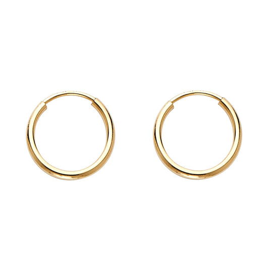 14k Yellow Gold High Polish Hoop Circle Round Classic Earrings