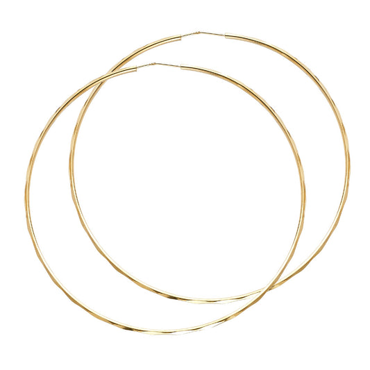 14k Yellow Gold Classic Thin Hoop Wide Circle Earrings