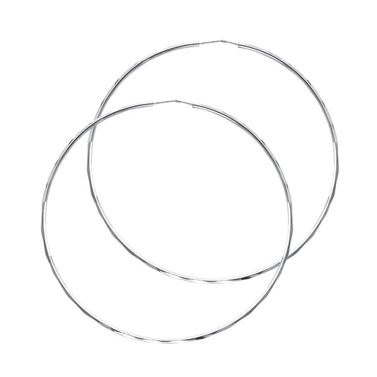 14k White Gold Wide Skinny Hoop Simple Classic Circle Earrings