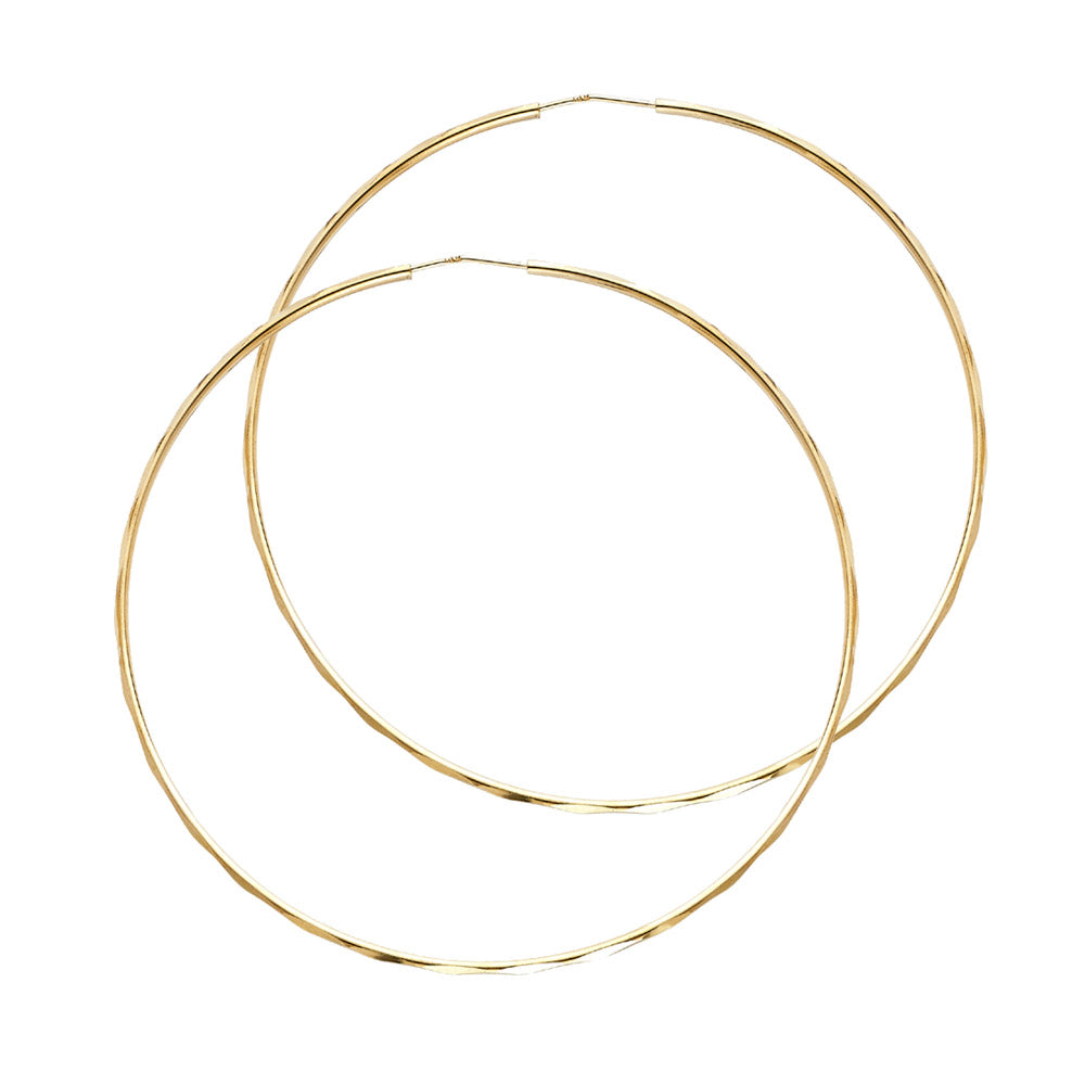 14k Yellow Gold Classic Round Hoop Simple Plain Bold Fashion Earrings