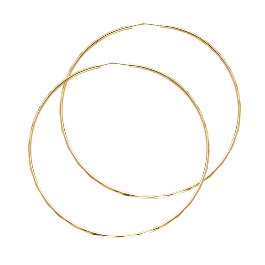 14k Yellow Gold Classic Round Hoop Simple Plain Bold Fashion Earrings