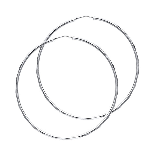 14k White Gold Simple Classic Hoop Basic Plain Fashion Round Earrings