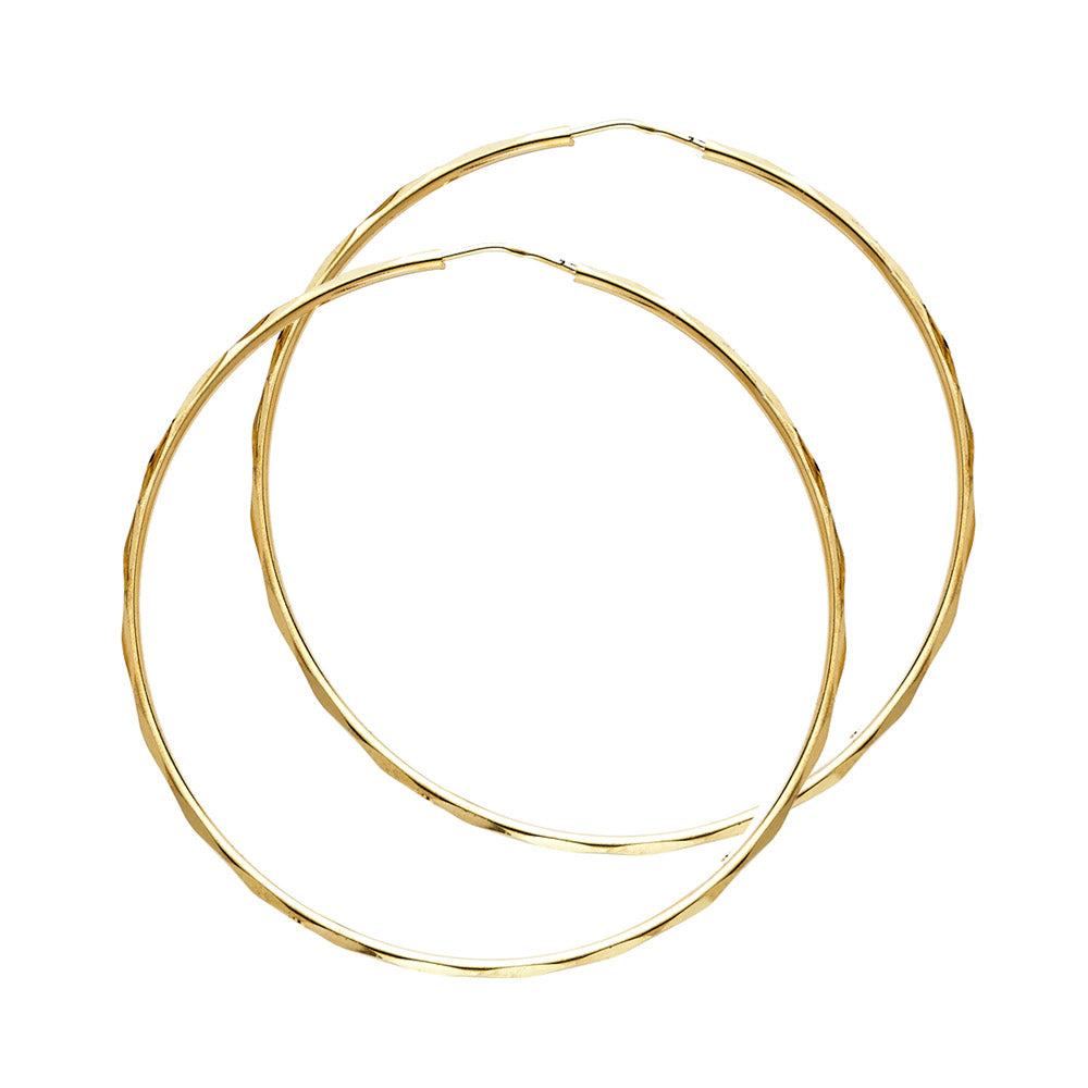 14k Yellow Gold Elegant Plain Hoop Simple Minimal Classic Earrings
