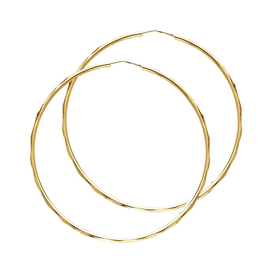 14k Yellow Gold Elegant Plain Hoop Simple Minimal Classic Earrings