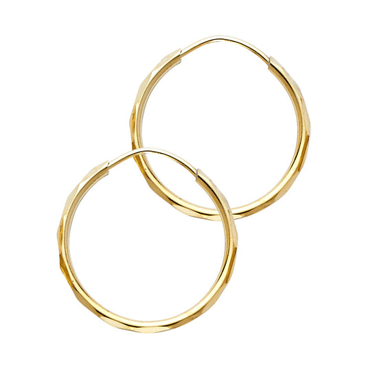14k Yellow Gold Elegant Angled Hoop Classic Simple Fashion Earrings