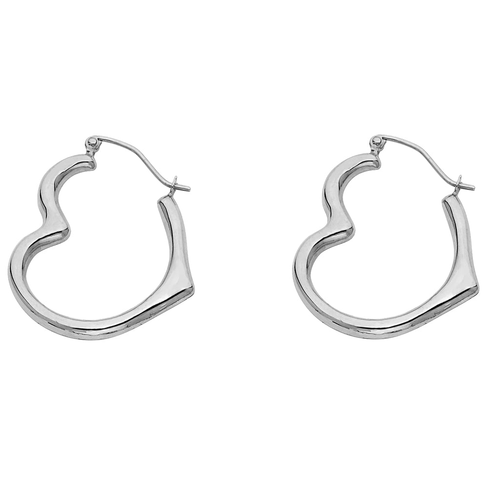 14k White Gold Hinge Clasp Heart Promise Love Open Unique Vintage Earrings