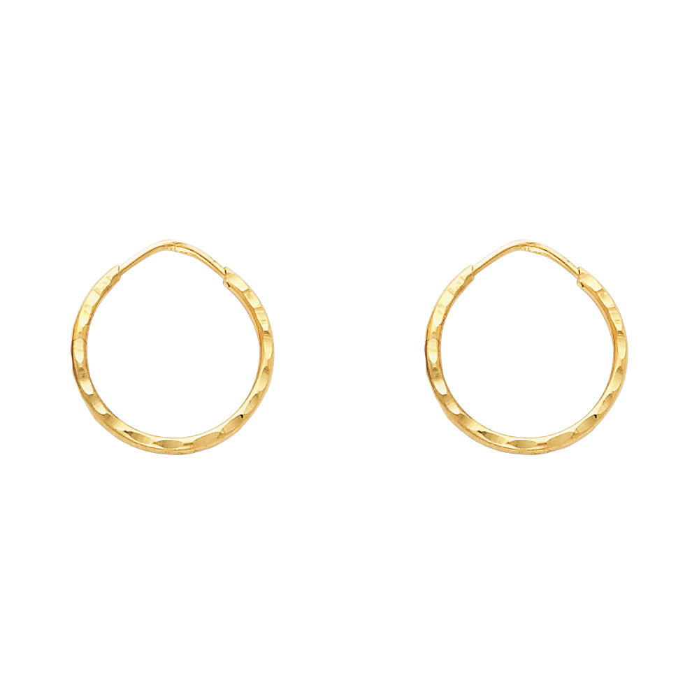 14k Yellow Gold Simple Boho Hoop Timeless Classic Modern Earrings