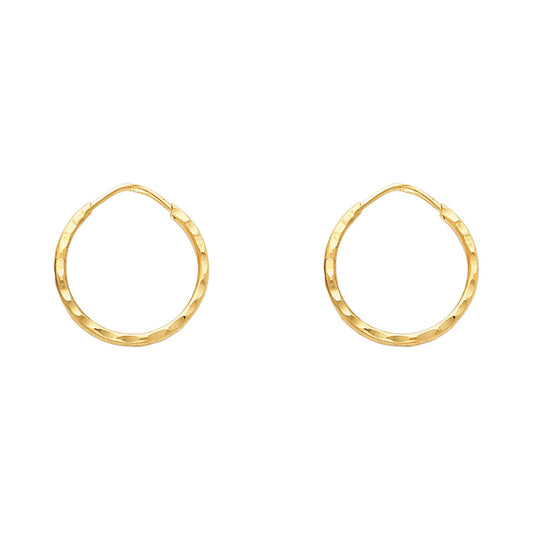 14k Yellow Gold Simple Boho Hoop Timeless Classic Modern Earrings