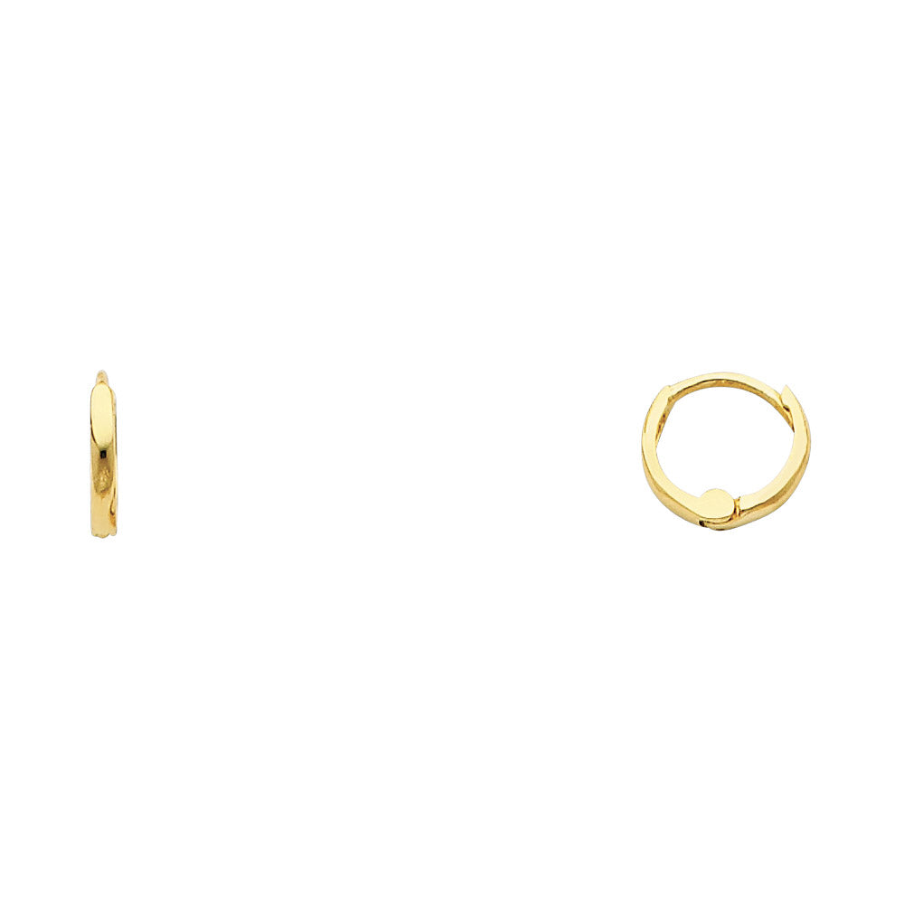 14k Yellow Gold High Polish Huggie Hoop Circle Round Classic Earrings