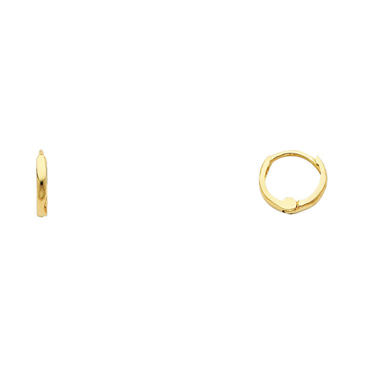 14k Yellow Gold High Polish Huggie Hoop Circle Round Classic Earrings