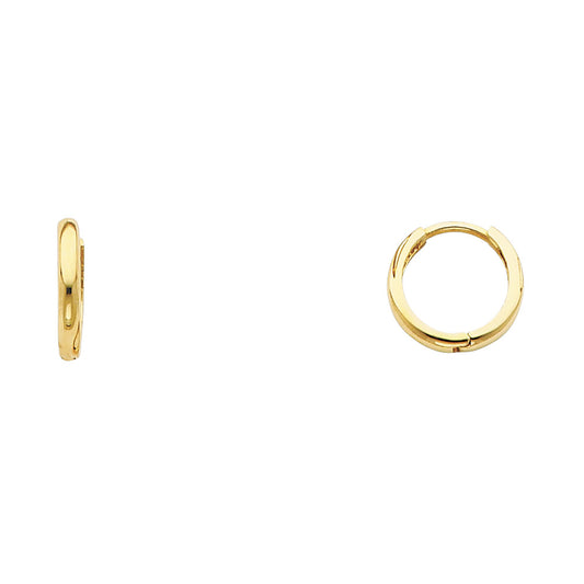 14k Yellow Gold High Polish Hoop Huggie Shiny Simple Classic Earrings