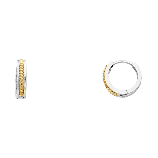 14k White Gold Huggie Hoop Rope Twist Knot Vintage Nautical Earrings