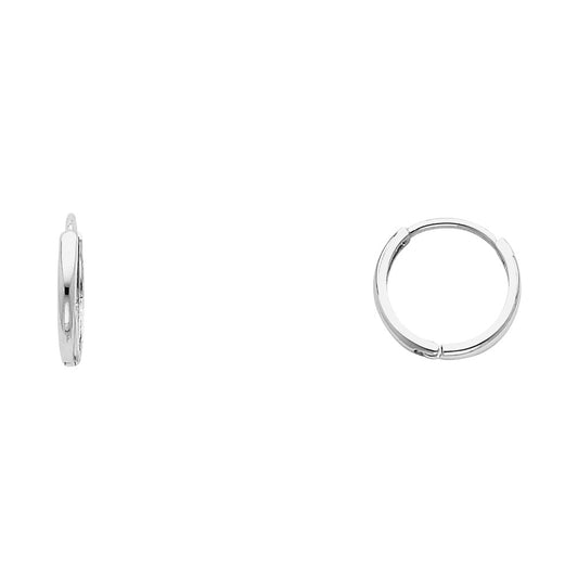 14k White Gold Simple Thin Hoop Huggie Slender Classic Modern Earrings