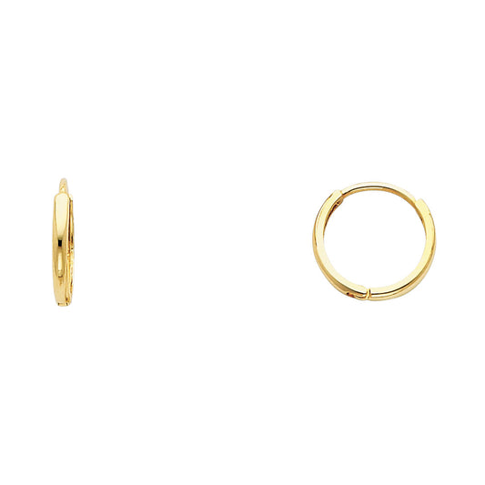 14k Yellow Gold High Polish Huggie Hoop Thin Shiny Simple Classic Earrings