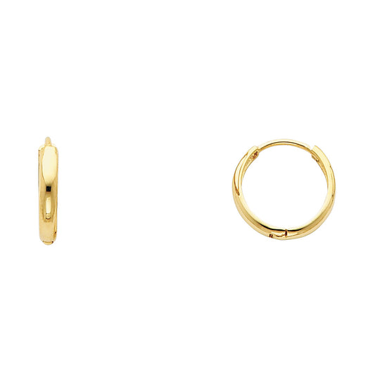14k Yellow Gold Simple Wide Huggie Hoop Shiny Fashion Classic Earrings