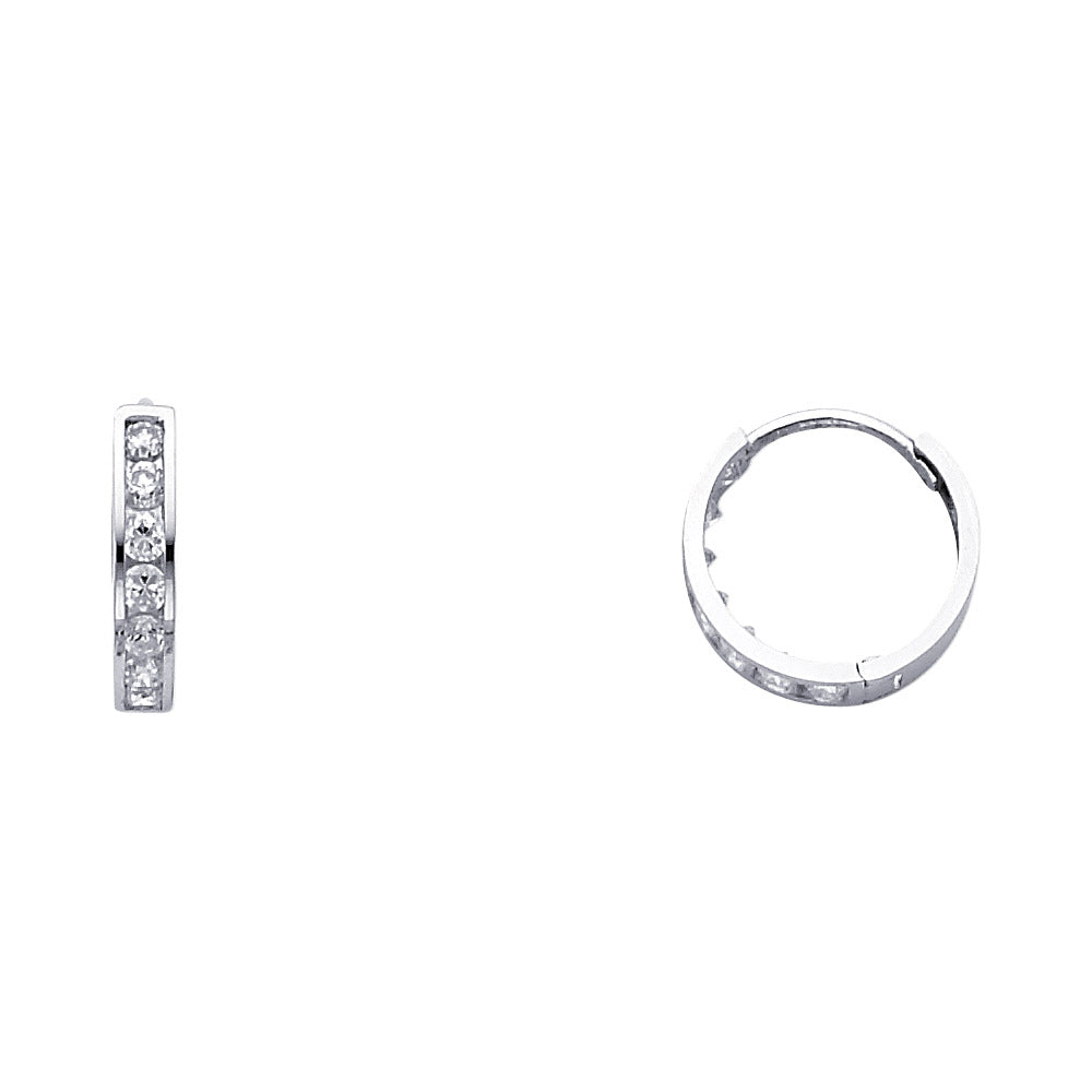 14k White Gold Simple Huggie Hoop Classic Modern Elegant Earrings