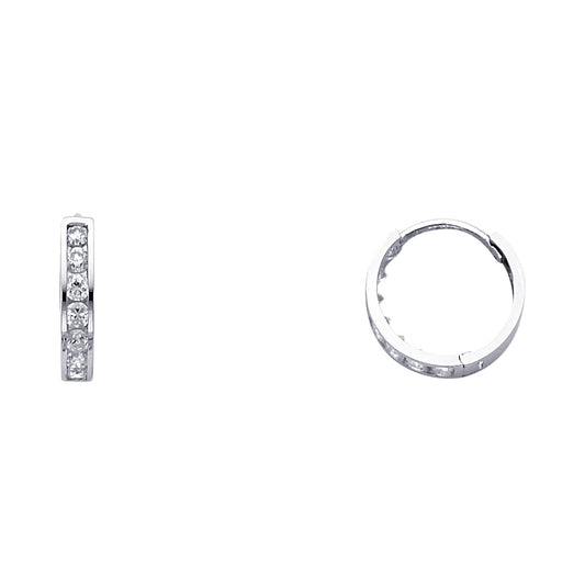 14k White Gold Simple Huggie Hoop Classic Modern Elegant Earrings