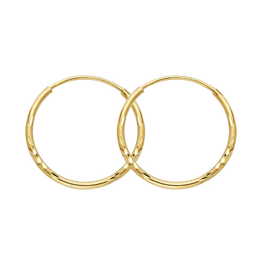 14k Yellow Gold Simple Hoop Bar Elegant Classic Fashion Earrings