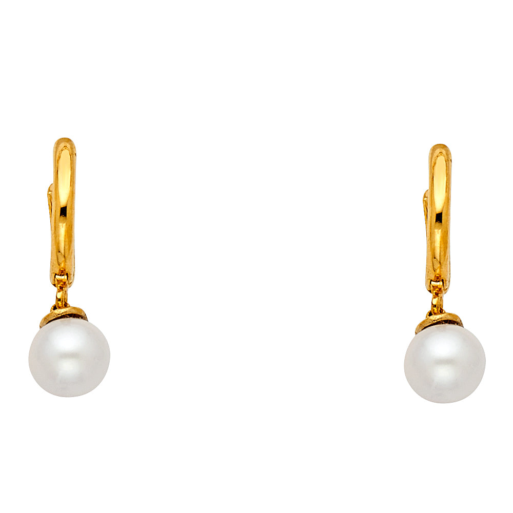 14k Yellow Gold Simple Ball Drop Dangle Hanging High Polished Earrings
