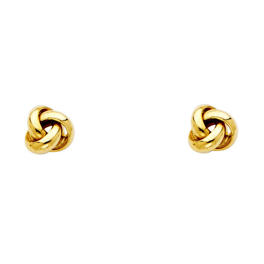 14k Yellow Gold High Polish Knot Stud Celtic Triquetra Trinity Loop Earrings