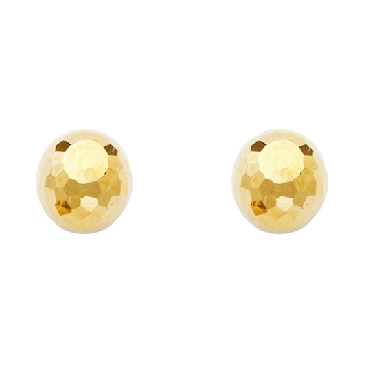 14k Yellow Gold Classic Polished Faceted Sphere Stud Disco Ball 9.5mm Earrings