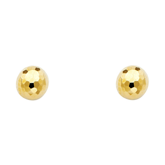 14k Yellow Gold Sphere Disco Ball 7mm Classic Fashion Stud Earrings