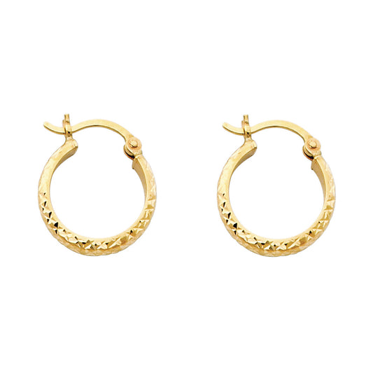 14k Yellow Gold Simple Modern Hoop Classic Hinge Clasp Round Circle Earrings