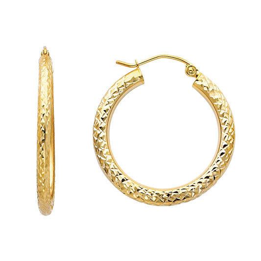 14k Yellow Gold Simple Modern Hoop Hanging Dangling Circle Hinge Clasp Earrings