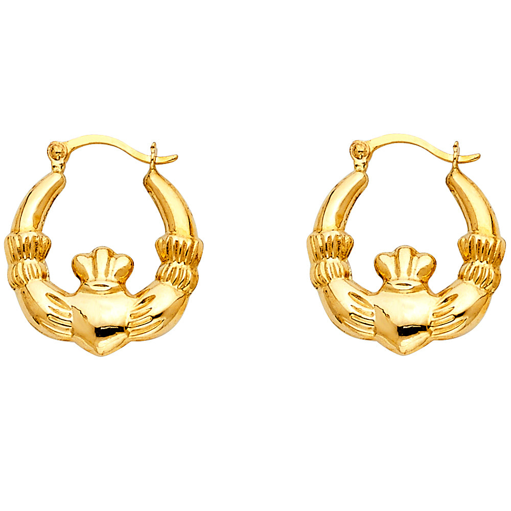 14k Yellow Gold Celtic Claddagh Promise Heart Love Friendship Earrings