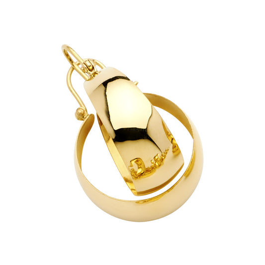 14k Yellow Gold Simple Hoop Wide Chunky Classic Earrings