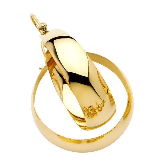14k Yellow Gold Hinge Clasp Hoop Simple Classic Circle Round Earrings