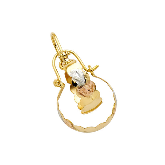 14k Tri-Color Gold Hinge Clasp Hoop Promise Heart Love Cute Earrings