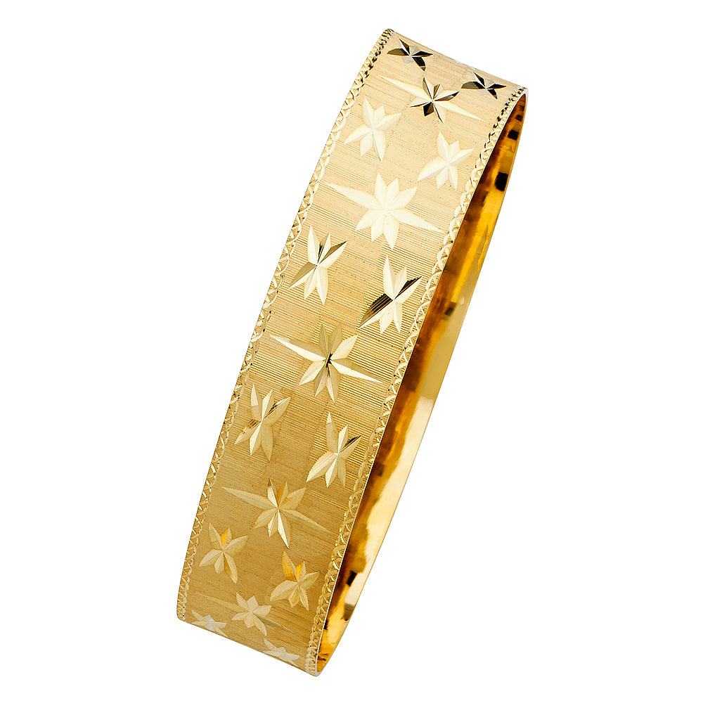 14k Yellow Gold 8" Bangle Bracelet High Polished 18mm Wide
