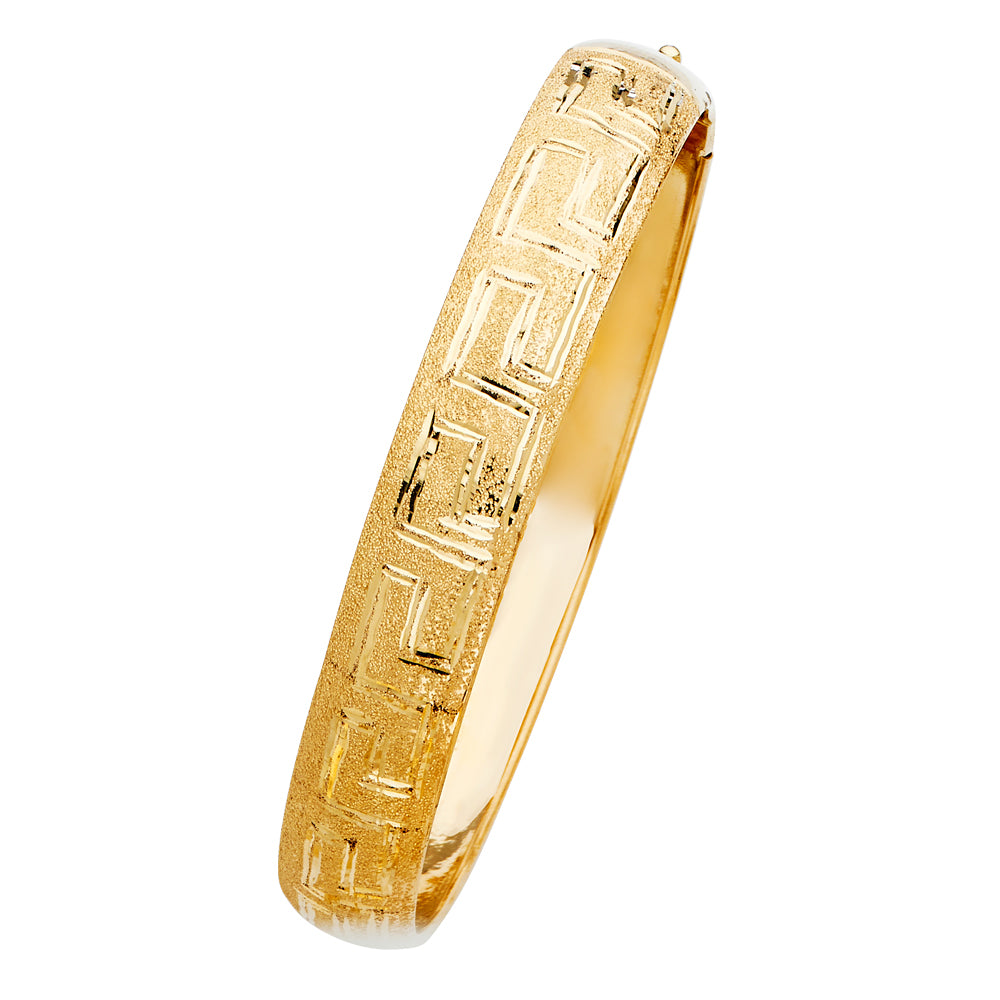 14k Yellow Gold 8" Flexible Fancy Bangle Bracelet 12mm Wide High Polished