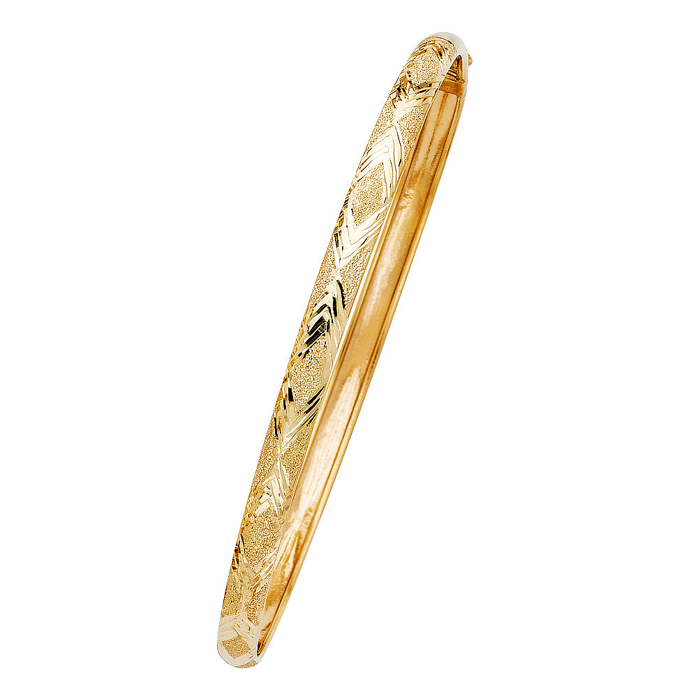 14k Yellow Gold 7.5" Fancy Flexible Bangle Bracelet 5mm Wide High Polished